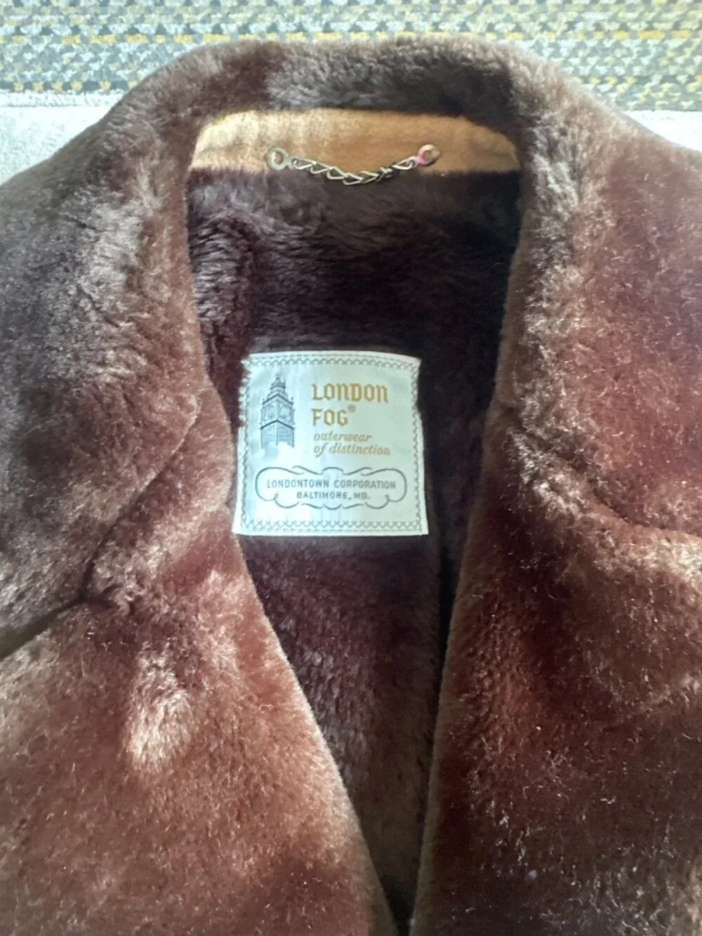 Vintage Men's London Fog Wool Camel Coat Brown Collar Size 42R Old Money